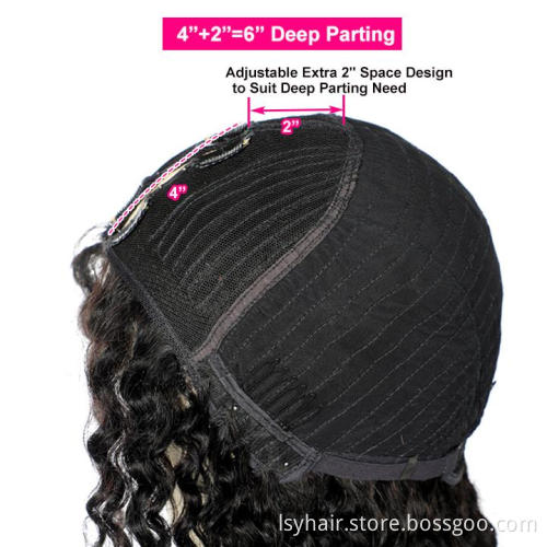 Thin V Part Wig Kinky Straight Natural Scalp Human Hair Wig Without Leave Out
